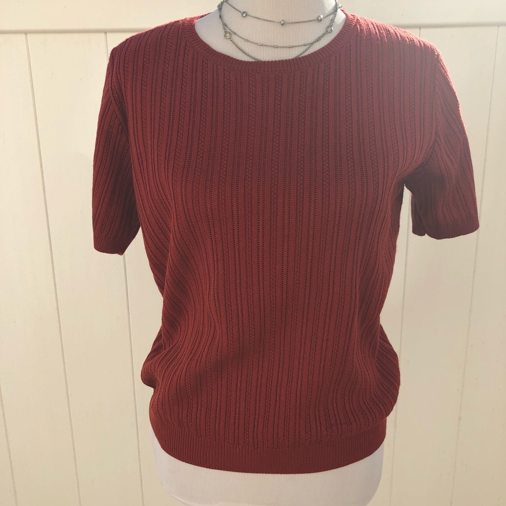 Alfred Dunner Women Red Cable Knit Sweater Size PL